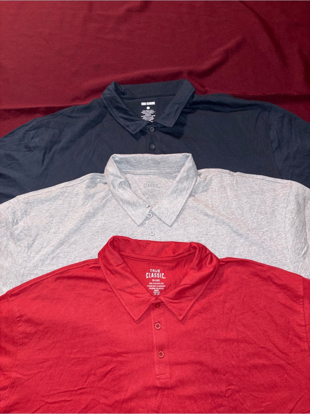 True Classic Polo Shirt - Red,gray and navy blue size XXL